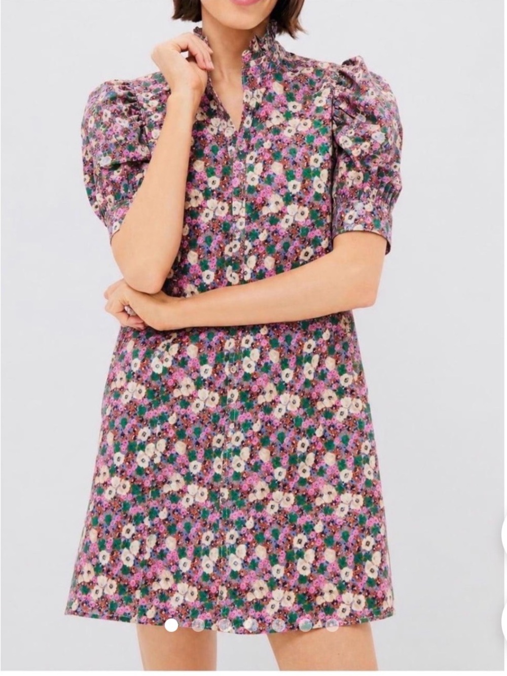Tuckernuck Floral Button-Up Dress with Puffed Sleeves